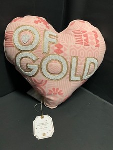 Pottery Barn Teen Heart Of Gold Pillow Beaded Valentine Day