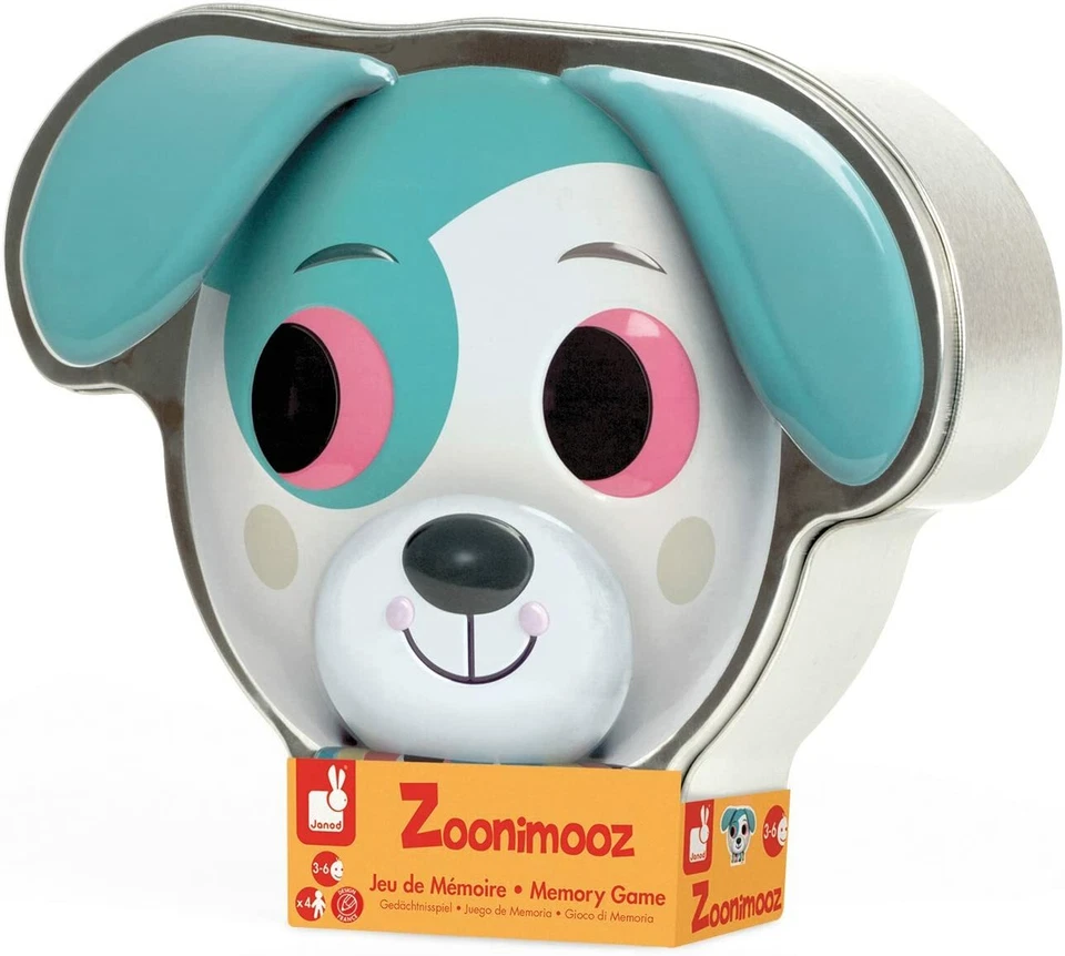 New in Tin Janod Zoonimooz Dog Action Memory Card Game Match Game Kids Toy - Image 2 of 3