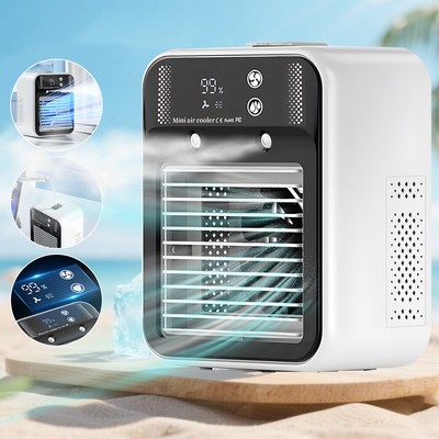 2-in-1 Rechargeable Air Cooler Portable Water Cooling Fan Humidifier Purifier