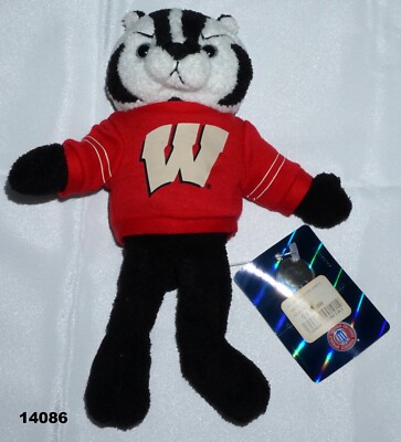 Insignia Plush Black & White w Red University of Wisconsin T-shirt BADGER NEW