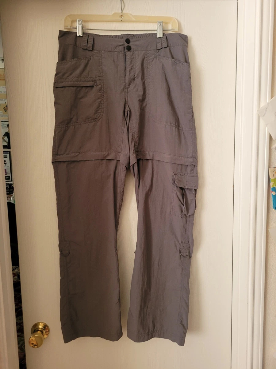Magellan L Large Women s Gray Taupe cargo pants shorts travel convertible zip