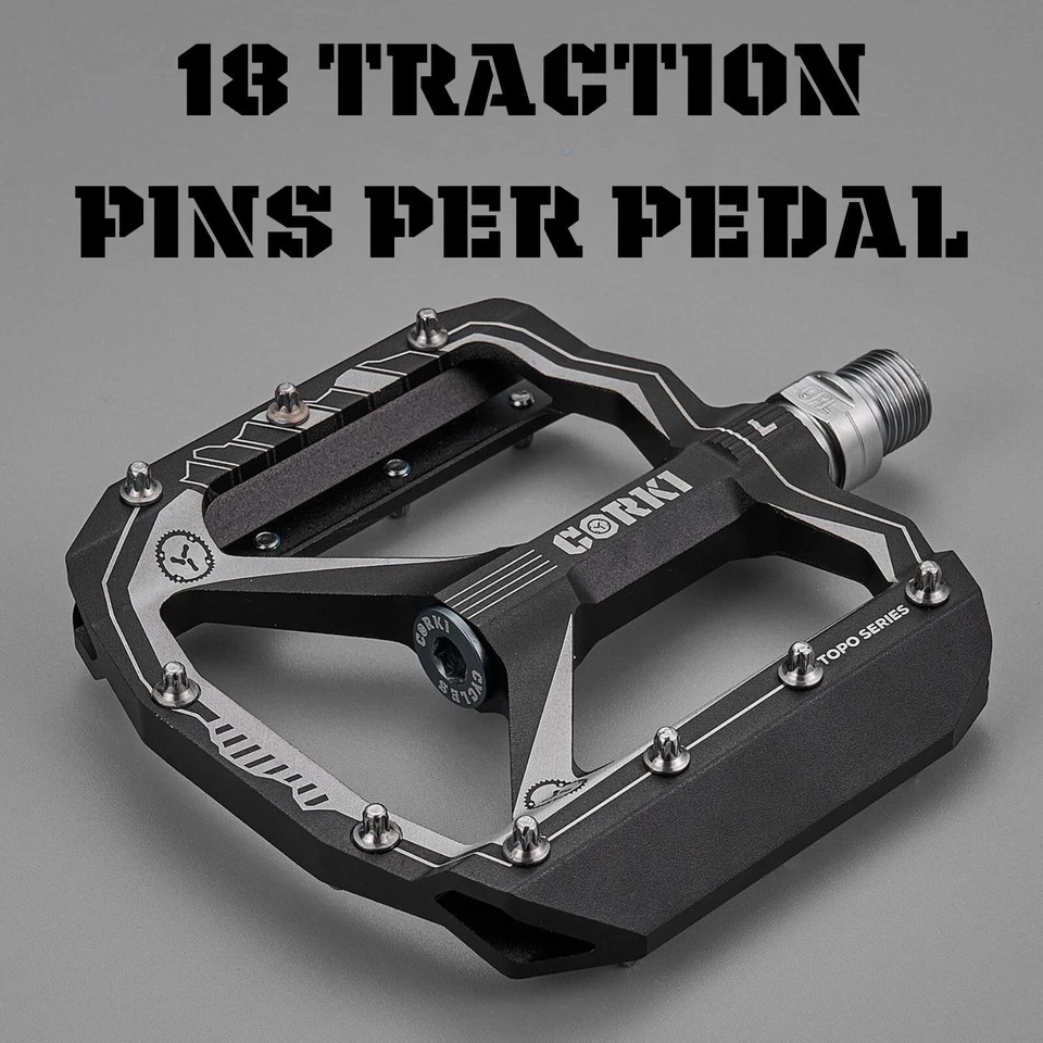 Pedales de bicicleta de montaña extra grandes corki planos, pedales de aleación de aluminio MTB, anchos... Foto 4 de 4