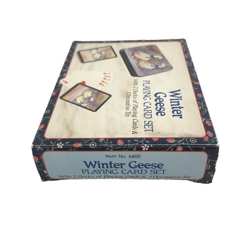 Juego de cartas de juego vintage JSNY con lata y 2 barajas gansos/patos de invierno - Imagen 4 de 10