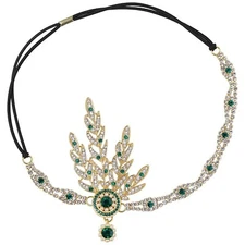 1920s Headband Vintage Bridal Great Gatsby 20s Green Gangster Flapper Headpiece