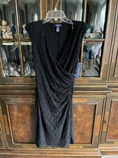 chaps Black Lace Overlay dress size 6 nwt