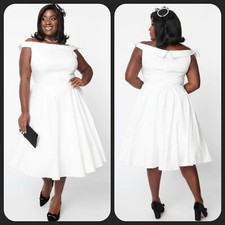 UNIQUE VINTAGE White Bridal Jessica Swing Dress**Pockets**Lined*Size XL**NEW**