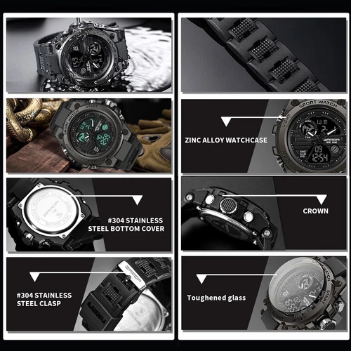 LED Deportivo Cuarzo Hombre Digital Ejército Militar Reloj Analógico Cronómetro Impermeable - Foto 6 de 9