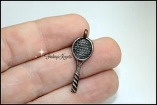 8 Tennis Racket Charms Antique Copper Tone 30 x 10 mm US Seller 161