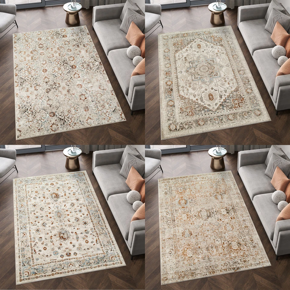 TAPISO Tappeto pelo corto classico fantasia floreale ornamento beige grigio soggiorno ÖKOTEX