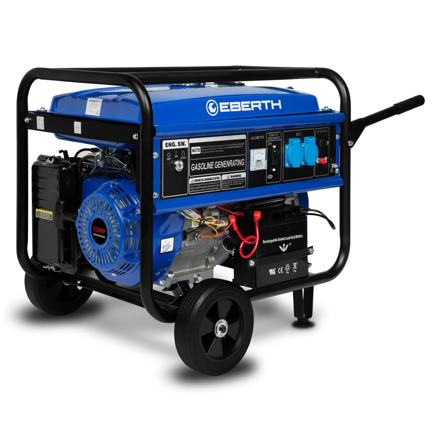 Immagine 1 - EBERTH 5500 W Generatore di corrente a benzina Gruppo elettrogeno Monofase 13 CV