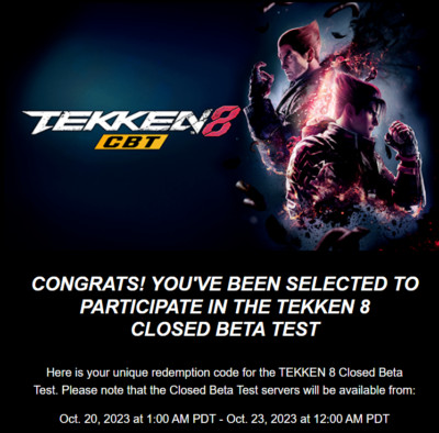 Tekken 8 CBT code AUS  PC Closed beta