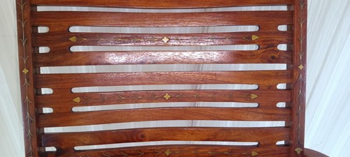 RARE Mid-Century Teak Rex Folding lawn Chair Elegant Unique brass inlay Comfy - Picture 16 of 23