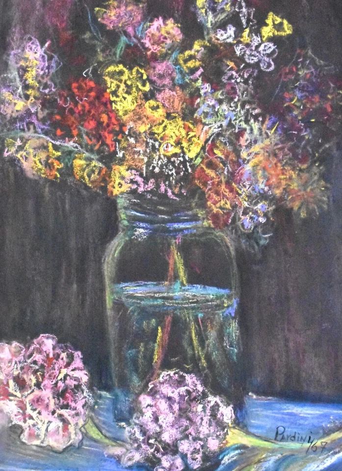 LUIS PARDINI, Artista Cubano, Pintura Original, "Fiori Sul Pomello", 17"x 13" Foto 2 de 4