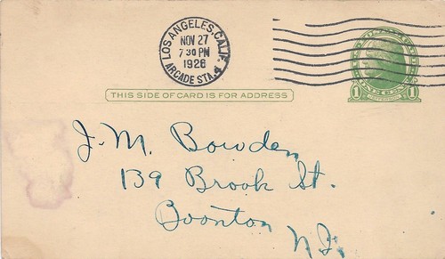 Vintage 1926 QSL-Karte Funkpostkarte handgeschrieben LA. Kalifornien 3LD mit Briefmarke 20er Jahre - Bild 2 von 2
