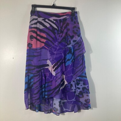 Womens Anthropologie Maude Vivante Animal Print Layered Skirt Purple S NWOT