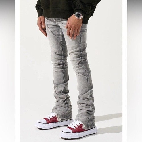 Serenede Men's Noctis Stacked Gray Denim Jeans 32 Waist