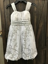 Girls Formal Dress, White / Silver, Sparkles, Size 7, fully lined