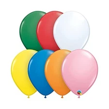 Qualatex 11" Assorted W/White Standard Latex Balloons (100ct)