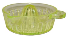 Fry Glass #1967 Depression Era Vaseline / Canary (Topaz) Side Handled Reamer