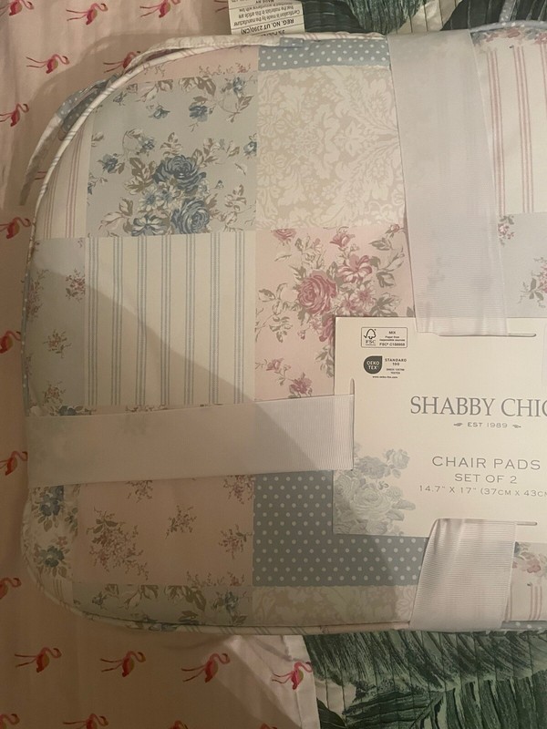 BRAND NEW SHABBY CHIC RACHEL ASHWELL DINNING CHAIRS CUSHIONS SET OF 2