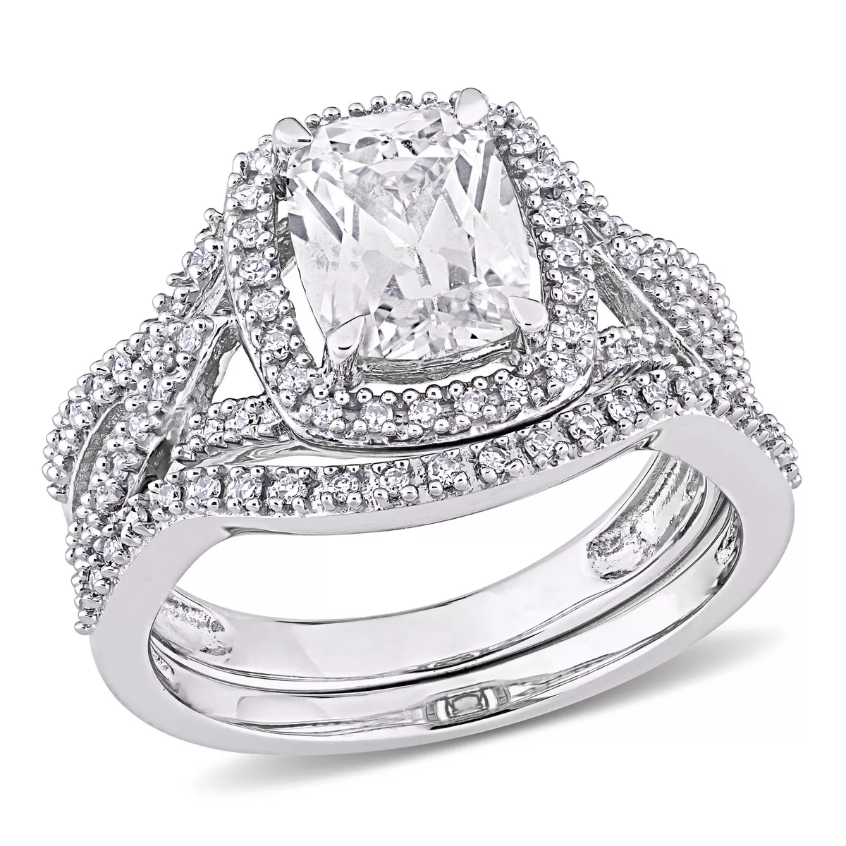 Created white hotsell sapphire wedding ring