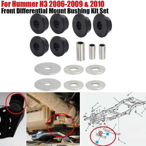 Polyurethane Front Differential Side Mount Bushings for Hummer H3  H3T 2006-2010 - Picture 1 of 17