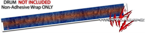 Wrap for Roland vDrum Shell PD140 Exotic Wood Waterfall Bubinga Burst Neon Blue - Picture 4 of 4