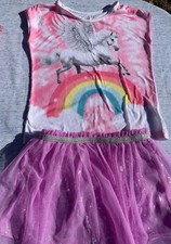 365 Kids Garanimals Unicorn  Butterfly Outfit Blouse Top Skirt Size 7    sj17j6