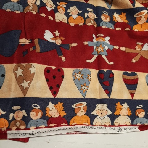 RARE 1Yd** Fabric Christmas Pageant Angels Moda Cynthia Young Hedgehog 1996 Vtg - Picture 2 of 4