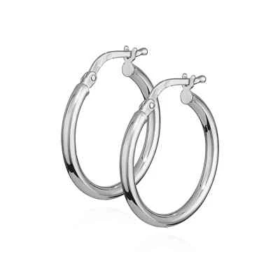 NKLAUS Coppia orecchini donna eleganti 20mm creoli argento 925 tondi larghi 2mm