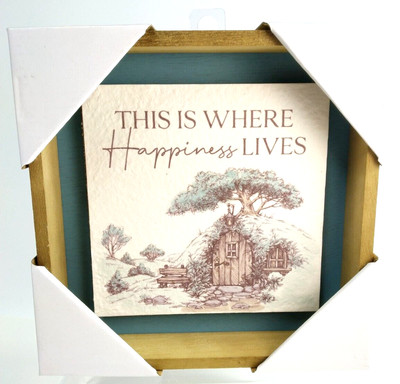 ''This is Where Happiness Lives'' 8'' Square Fairy Hobbit House under Tree Picture