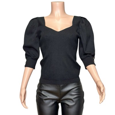 NWT BA&SH Tunis Silk-Blend Knit Jumper, Black, 2/Medium