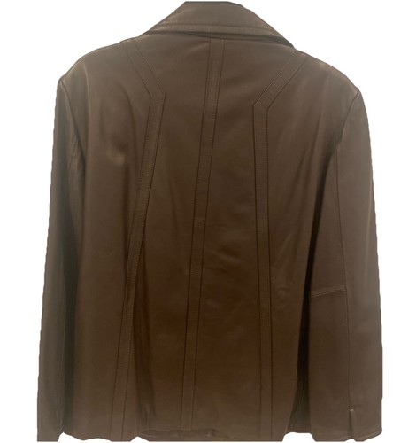 Ellen Tracy Brown Soft Leather Jacket 3 Button Closure Side Pockets Women’s XL - Picture 7 of 14
