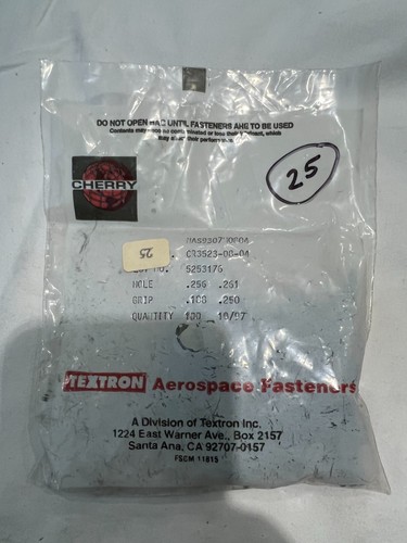 New Cherry rivet P/N CR3523-8-04 bag of 25