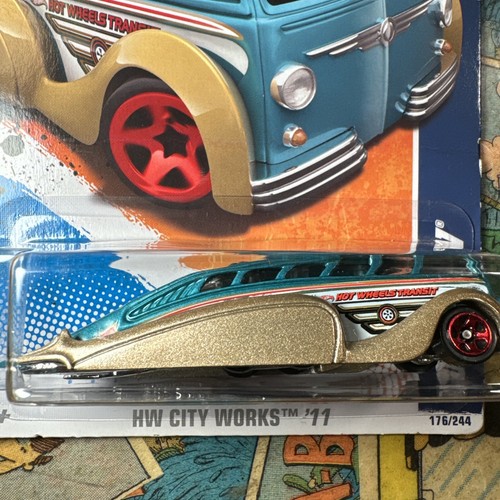 Hot Wheels 2011 Teal & Gold 6/10 Low-flow HW City Works New - Picture 2 of 8