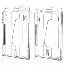 2 Pack Hard Plastic Badge Holders Heavy Duty Clear ID Credit Card Protector