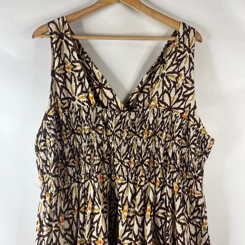 Avenue Womens Wrap Fit & Flare Midi Dress Size 3X 26/28 Brown Floral V-Neck - Picture 5 of 9