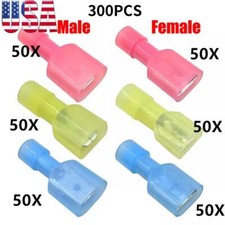 300Pcs 10-22 Gauge Male Female Insulated Wire Terminal Spade Crimp Connector Set