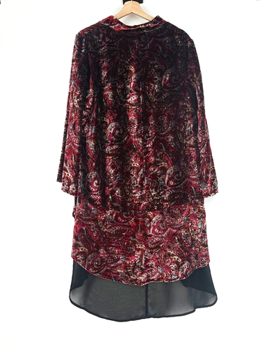 Aris A Womens Velvet Burnout Long Kimono Large Open Front Witchy Boho Hippie - Picture 6 of 8