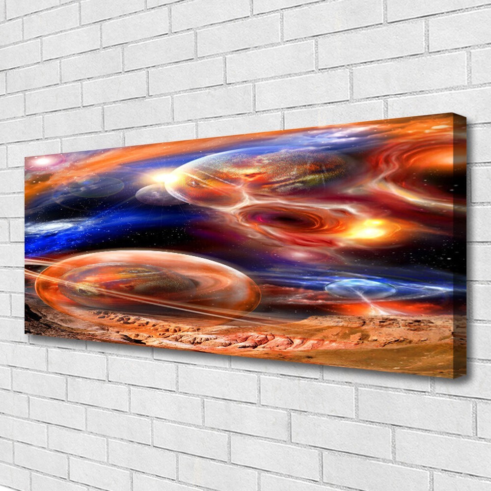 Tableaux Univers Abstrait en toile tendue de haute qualité et châssis en bois noble 125x50cm