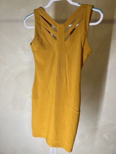 Chic Panacher Sleeveless woman Mustard Cocktail Bodycon Zip Closure Dress|Sz:S/M - Picture 3 of 24