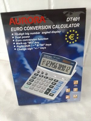Aurora DT401 Tischrechner großes Display Euro Umrechnung Dual Power
