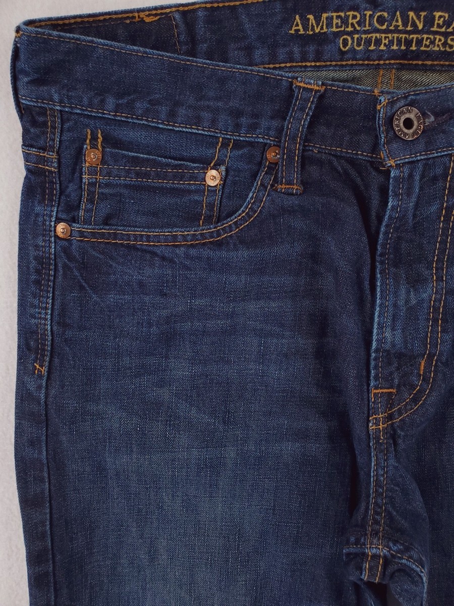 American Eagle Jeans Mens 34x34* Relaxed Straight Y2K Whiskering