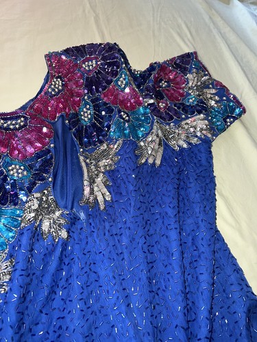 Stenay Plus Side Made In India Kleid Seide Perlen Kurzarm Atemberaubend #1200 - Bild 8 von 8
