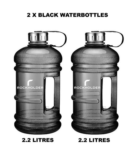 Confezione da 2 Bottiglie d'Acqua 2,2 L Grande Durevole Plastica Senza BPA Palestra Sportiva Ufficio Scuola - Foto 16 di 20