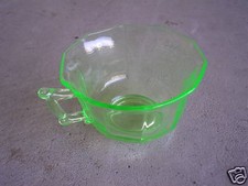Antique Green Depression Teacup Triangle C Mark LOOK