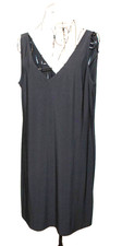 Adrianna Papell Black Sleeveless Sheath Dress with Sheer Overlay Evening Wear L