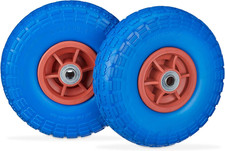 2X Ruote per Carrello, Pneumatici in Gomma Antipanne, 4.1/3.5-4", ASSE 16Mm, Fin