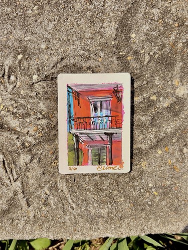 Original ACEO Acrylic Painting - Orange Balcony St. Philip New Orleans #3 of 6