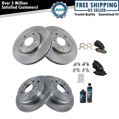 Brake Pad & Rotor Ceramic Front & Rear Kit w/Fluids for 05-10 Honda Odyssey